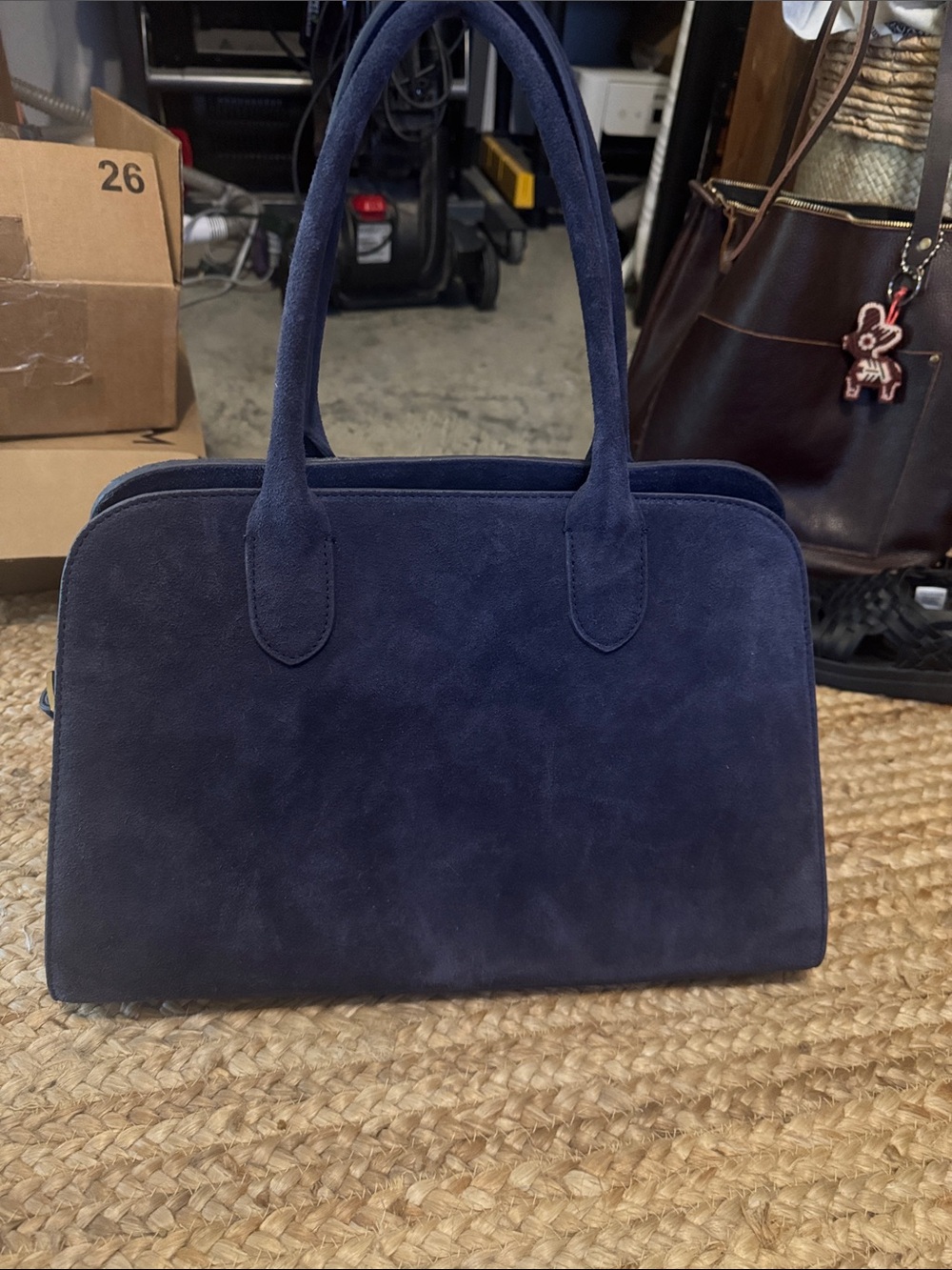 Suede Navy Women's Tote Bag - Elegant Everyday Carry